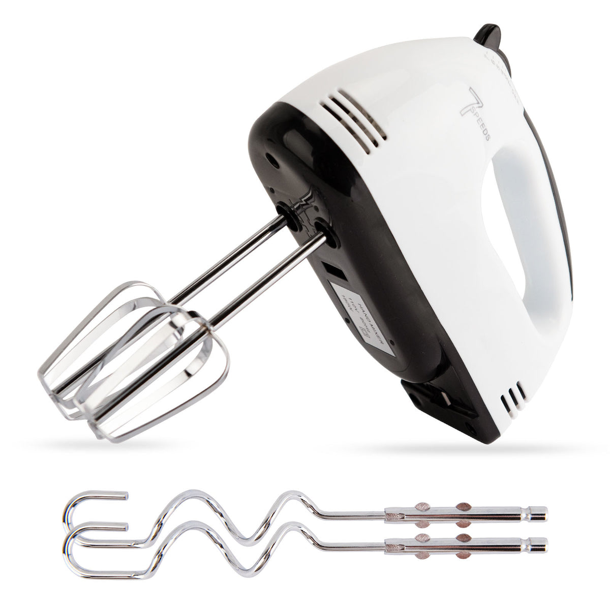 Hand Mixer Electric, Stainless Steel Electric Whisk With Dough Hooks For Baking, 7 Speeds, 260W, Turbo Boost & Easy Eject Button - Mubimart - Hand mixers 