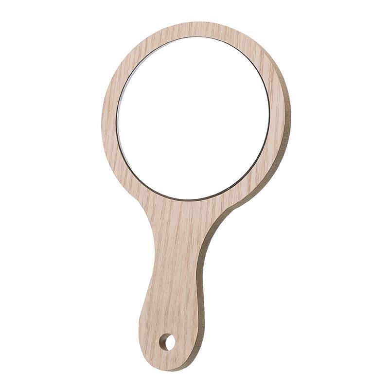 Hand-held Cosmetic Mirror Beauty Salon Wooden - Mubimart