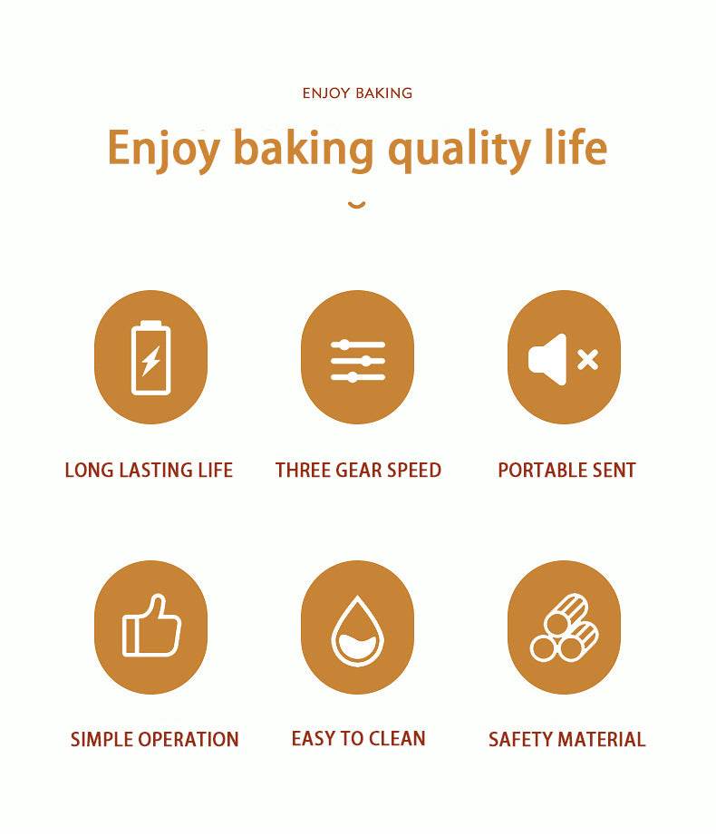 Hand-held Electric Whisk Household Baking Cake Egg White Whisk Small Straight Handle Whisk Wireless Whisk - Mubimart