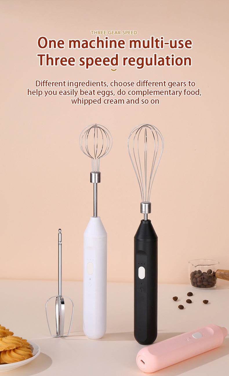 Hand-held Electric Whisk Household Baking Cake Egg White Whisk Small Straight Handle Whisk Wireless Whisk - Mubimart