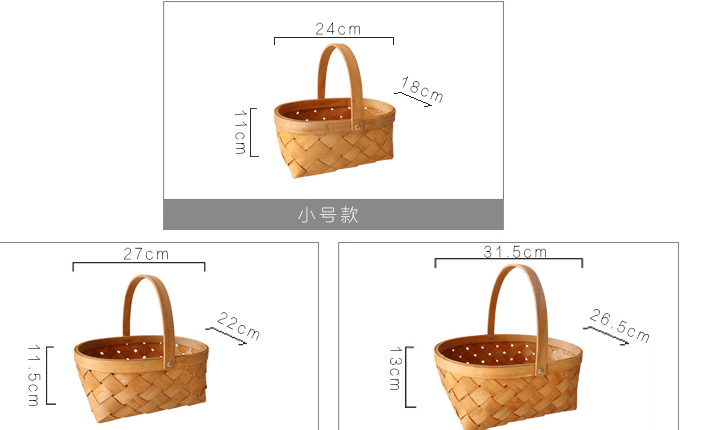 Hand-woven Wood Chip For Picking Fruit Baskets - Mubimart