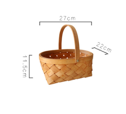 Hand-woven Wood Chip For Picking Fruit Baskets - Mubimart -  