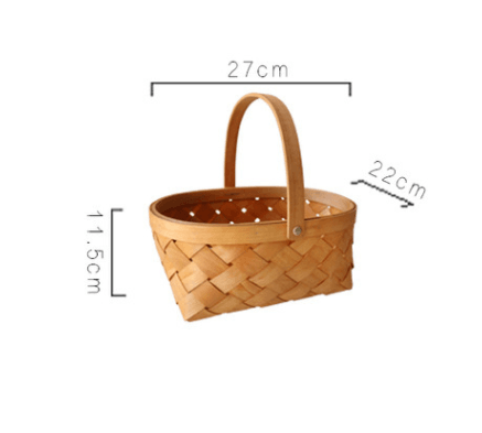 Hand-woven Wood Chip For Picking Fruit Baskets - Mubimart