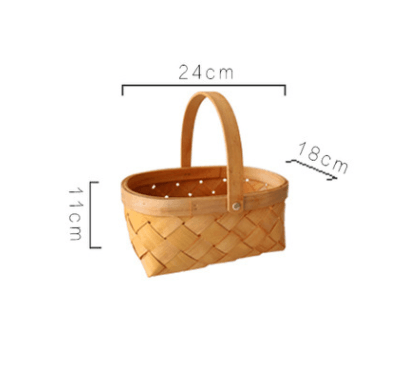 Hand-woven Wood Chip For Picking Fruit Baskets - Mubimart