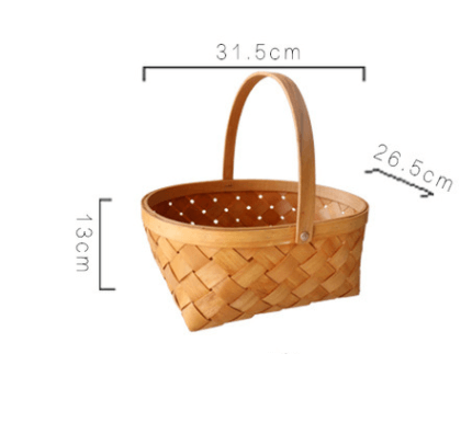 Hand-woven Wood Chip For Picking Fruit Baskets - Mubimart