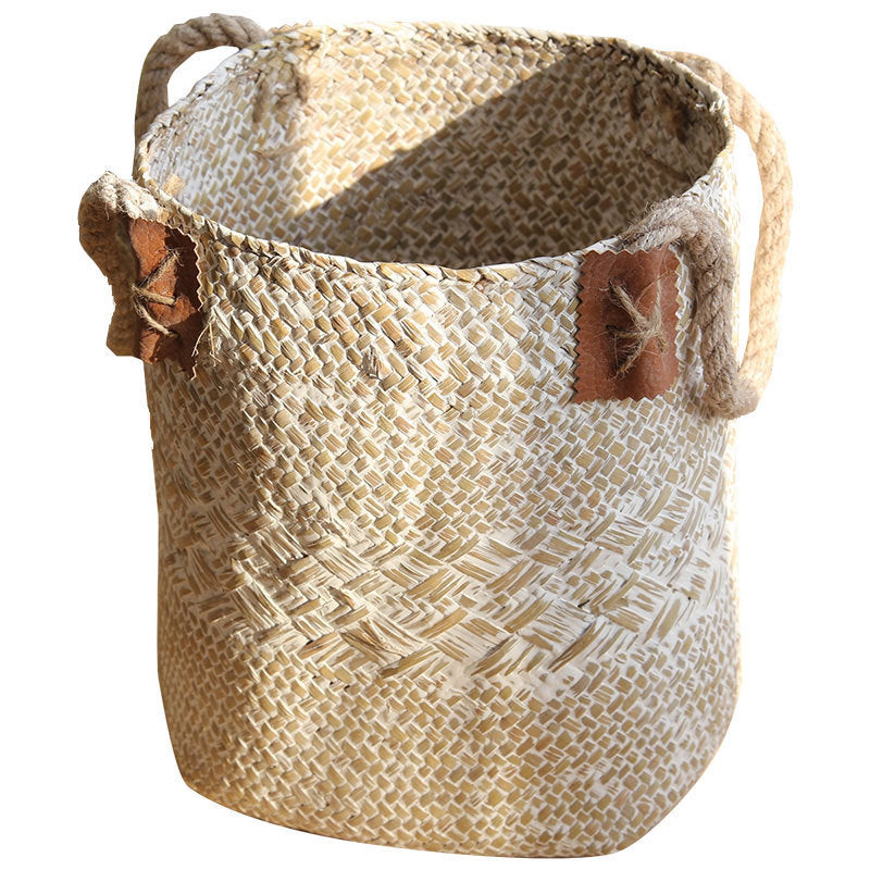 Hand woven basket flower basket basket rattan - Mubimart -  