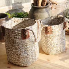 Hand woven basket flower basket basket rattan - Mubimart -  