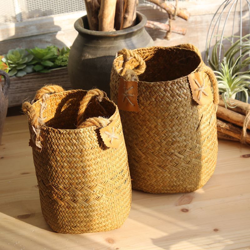 Hand woven basket flower basket basket rattan - Mubimart -  