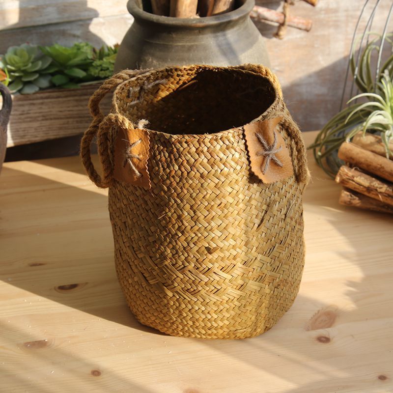 Hand woven basket flower basket basket rattan - Mubimart -  