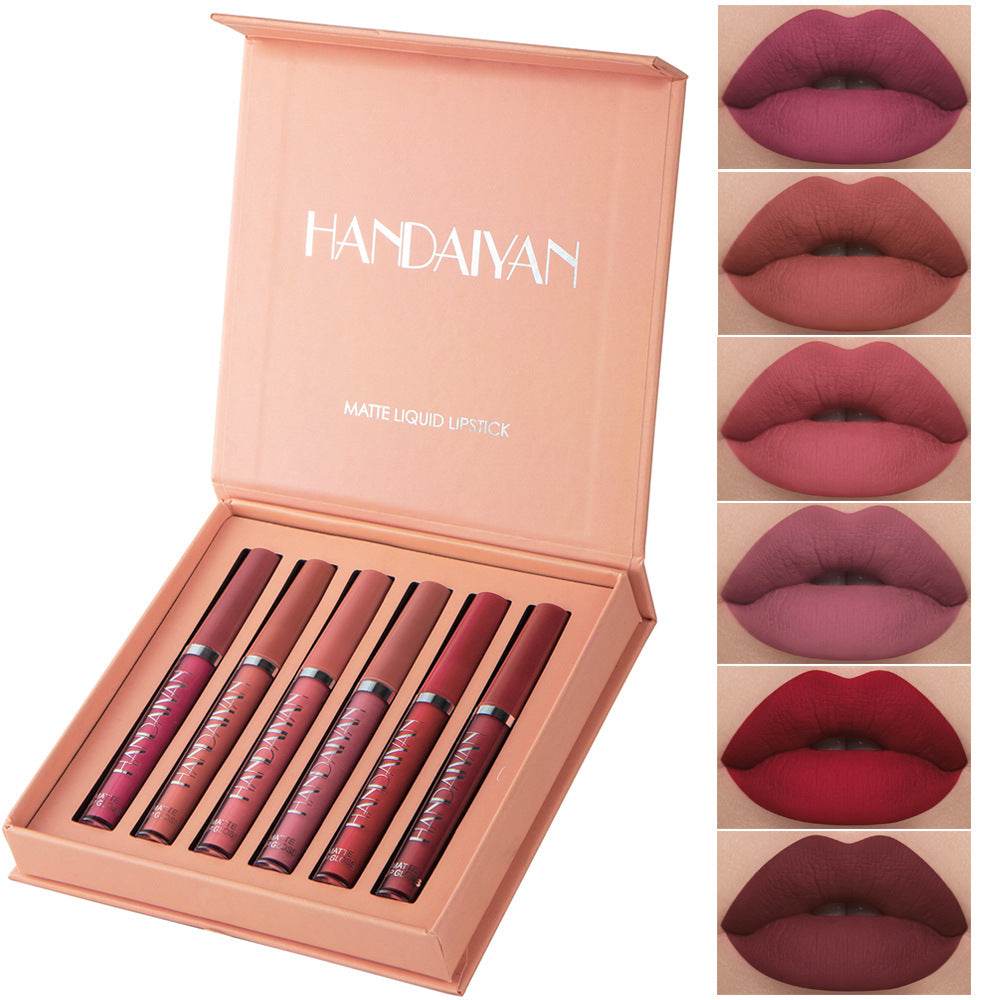 Handaiyan Matte Lip Glaze Liquid Lipstick Mini Tube Lip Gloss Waterproof Non Stick Cup Lip Gloss Genuine - Mubimart