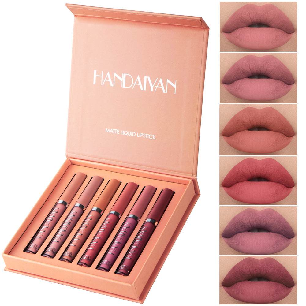 Handaiyan Matte Lip Glaze Liquid Lipstick Mini Tube Lip Gloss Waterproof Non Stick Cup Lip Gloss Genuine - Mubimart