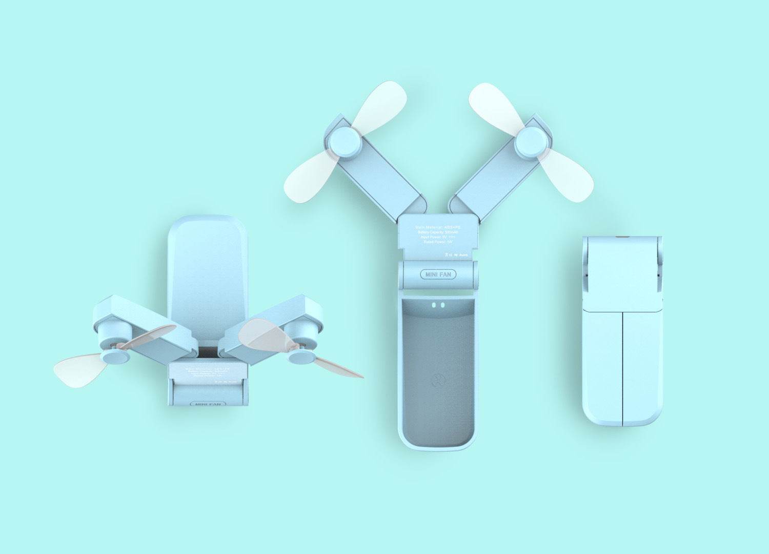 Handheld Mini Fan V36 Double Head Usb Folding Fan - Mubimart