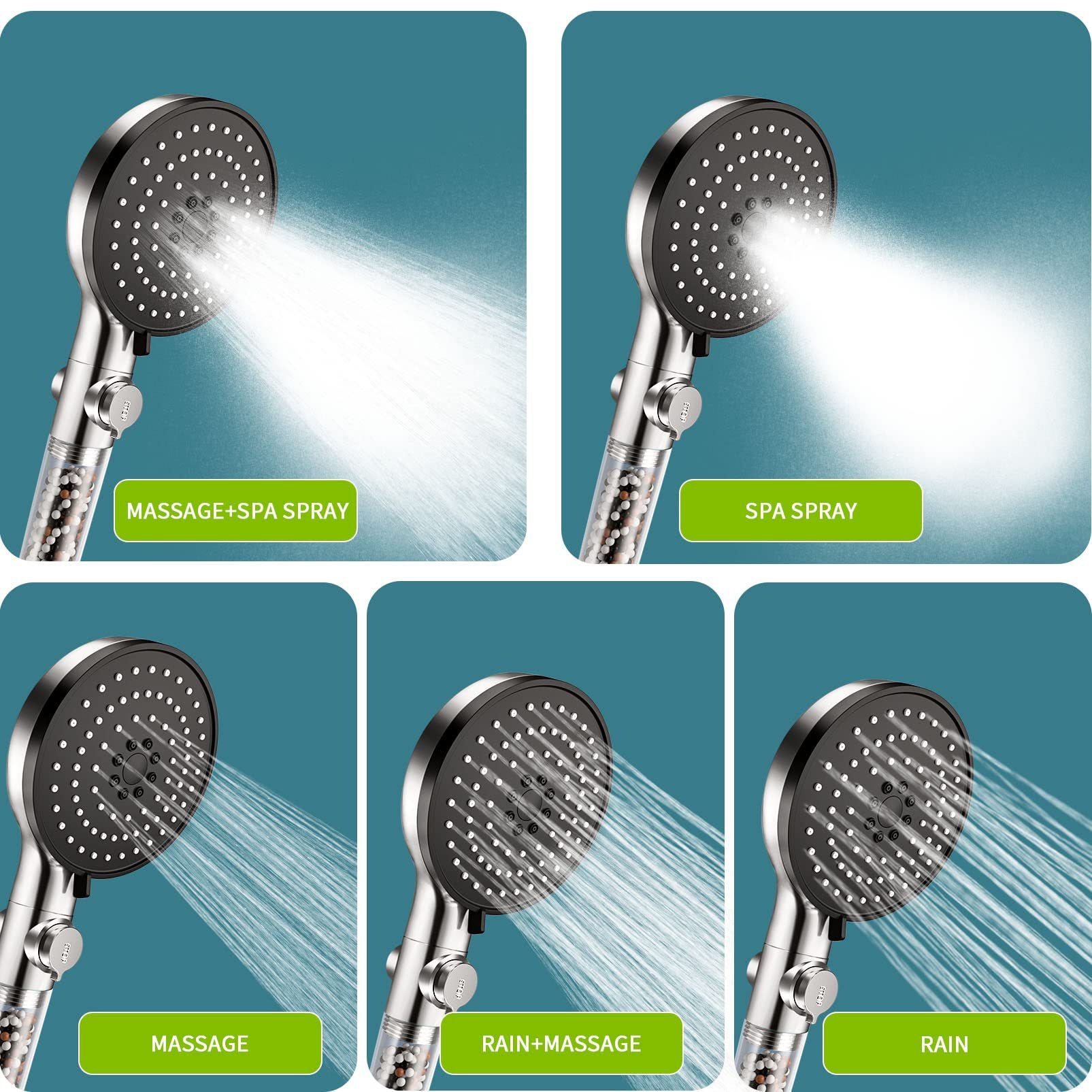 Handheld Shower Head With 1.5 Meter Hose And On Off Button - Mubimart -  