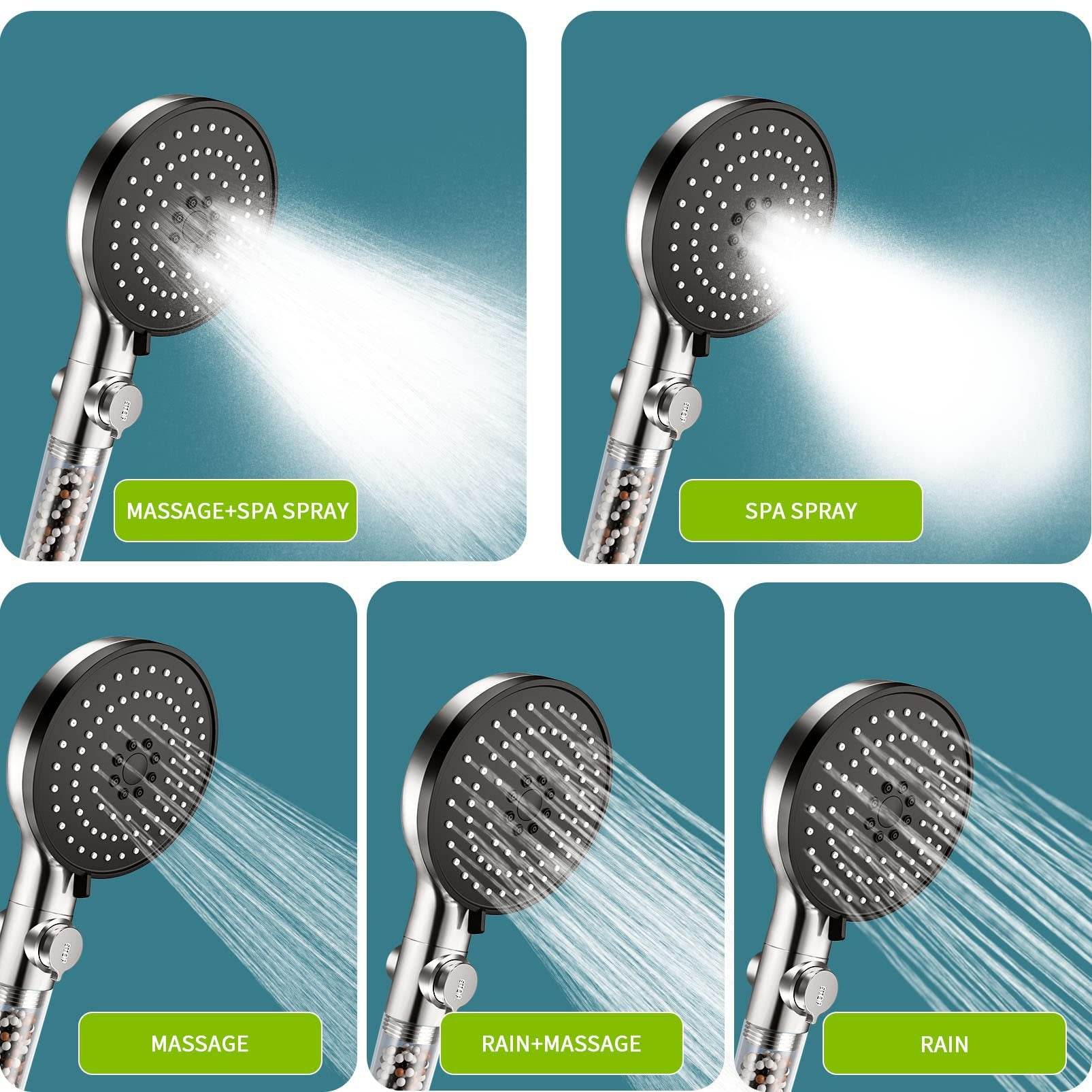 Handheld Shower Head With 1.5 Meter Hose And On Off Button - Mubimart