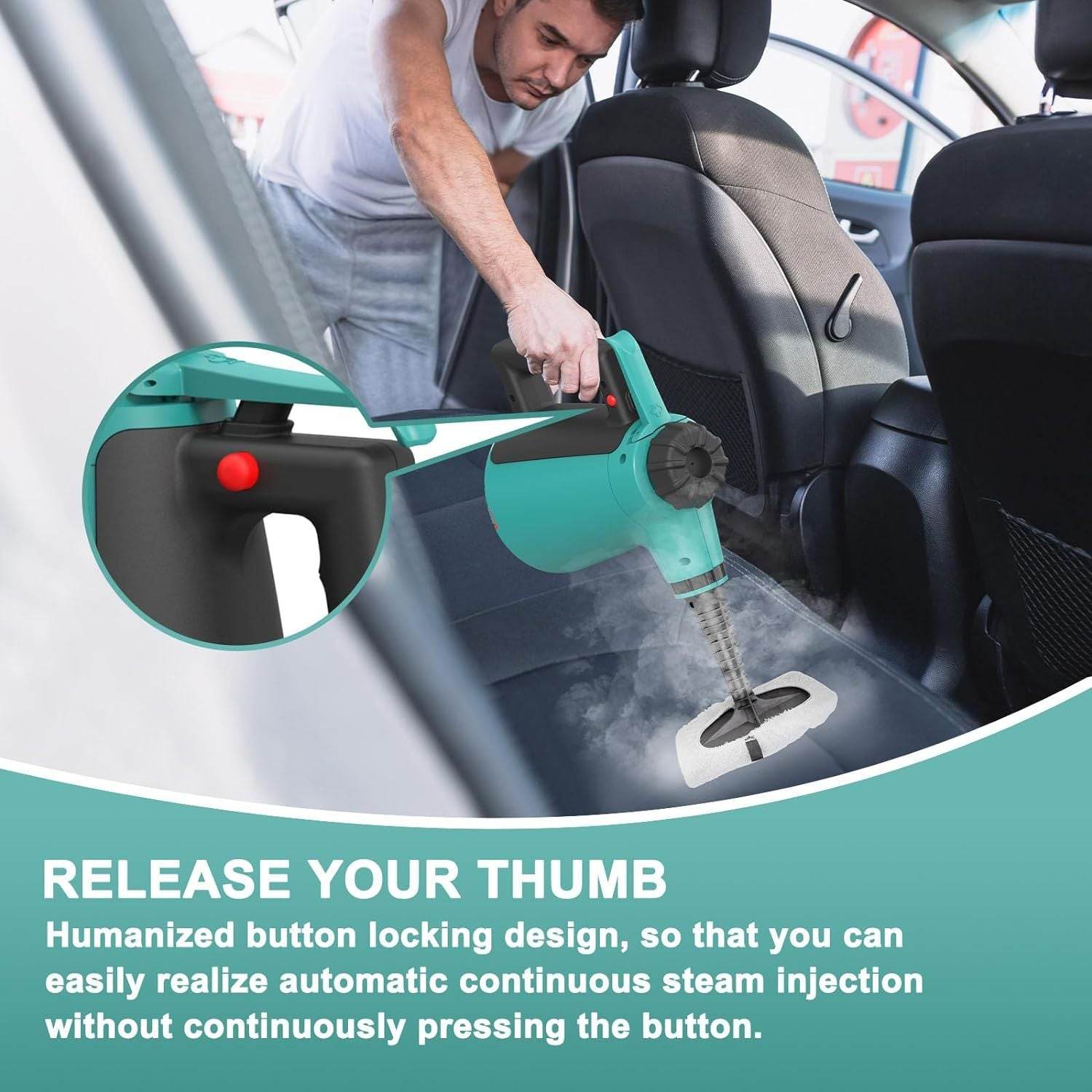 Handheld Steam Cleaner For Home Use, Steamer For Cleaning With Lock Button And 7 Accessory Kit Handheld Pressurized Steamer For Sofa, Bathroom, Car, Floor, Kitchen, Portable Natural Steam Cleaner - Mubimart