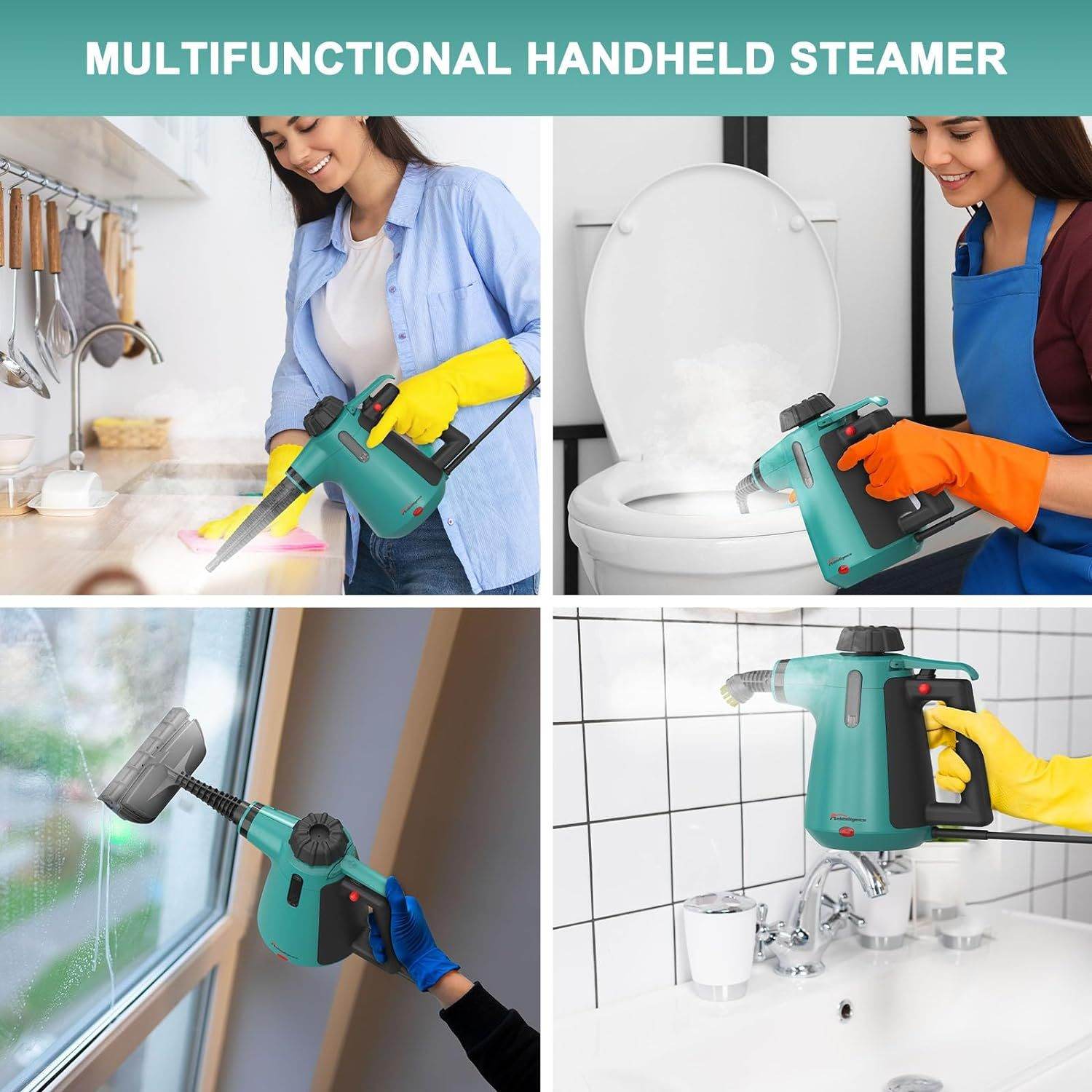 Handheld Steam Cleaner For Home Use, Steamer For Cleaning With Lock Button And 7 Accessory Kit Handheld Pressurized Steamer For Sofa, Bathroom, Car, Floor, Kitchen, Portable Natural Steam Cleaner - Mubimart
