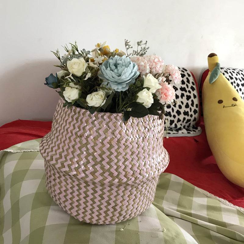 Handmade Bamboo Storage Baskets Nordic Foldable Laundry - Mubimart