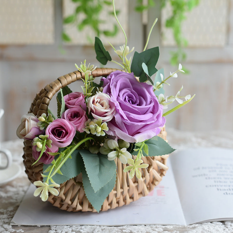 Handmade Flower Arrangement Wicker Creative Basket Ideas - Mubimart -  