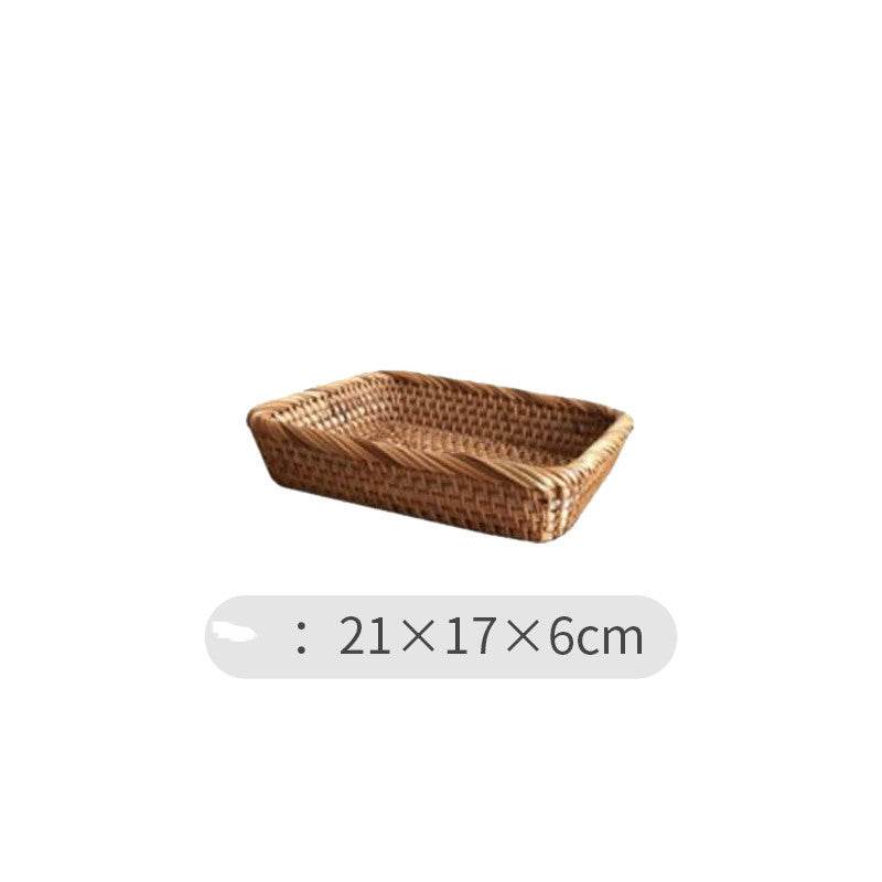 Handmade Rattan Storage Baskets Household Items Snacks Fruit - Mubimart