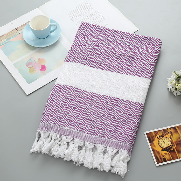 Handmade Tassel Blanket Turkish Beach Towel - Mubimart -  