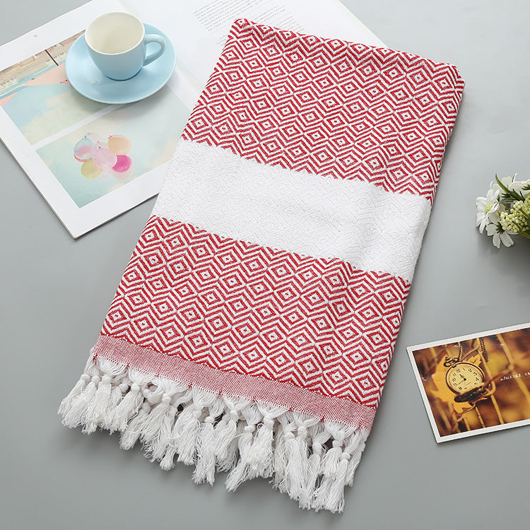 Handmade Tassel Blanket Turkish Beach Towel - Mubimart -  