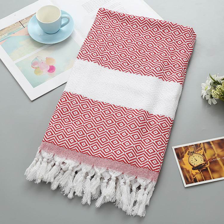 Handmade Tassel Blanket Turkish Beach Towel - Mubimart