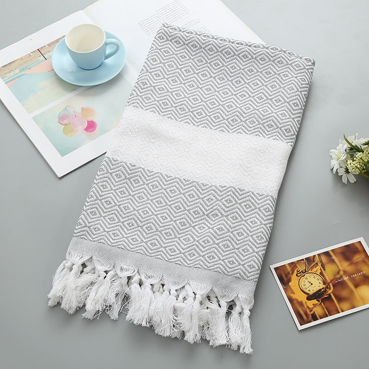 Handmade Tassel Blanket Turkish Beach Towel - Mubimart -  