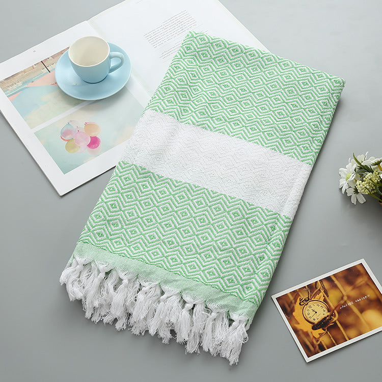 Handmade Tassel Blanket Turkish Beach Towel - Mubimart -  