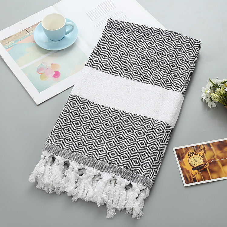 Handmade Tassel Blanket Turkish Beach Towel - Mubimart -  