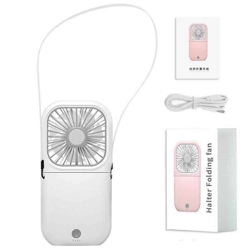 Hands-free Neck-Fan Band Hands-Free Hanging USB Rechargeable Dual Cooling Fan Mini Air Cooler Summer Portable Foldable Fan - Mubimart