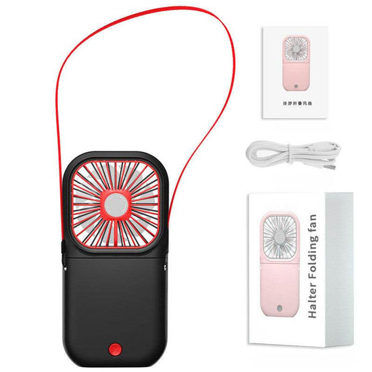 Hands-free Neck-Fan Band Hands-Free Hanging USB Rechargeable Dual Cooling Fan Mini Air Cooler Summer Portable Foldable Fan - Mubimart