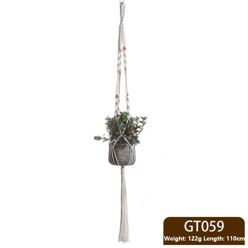 Hanging Baskets Flowerpot Plant Holder Handmade Macrame - Mubimart - Decorative basket 