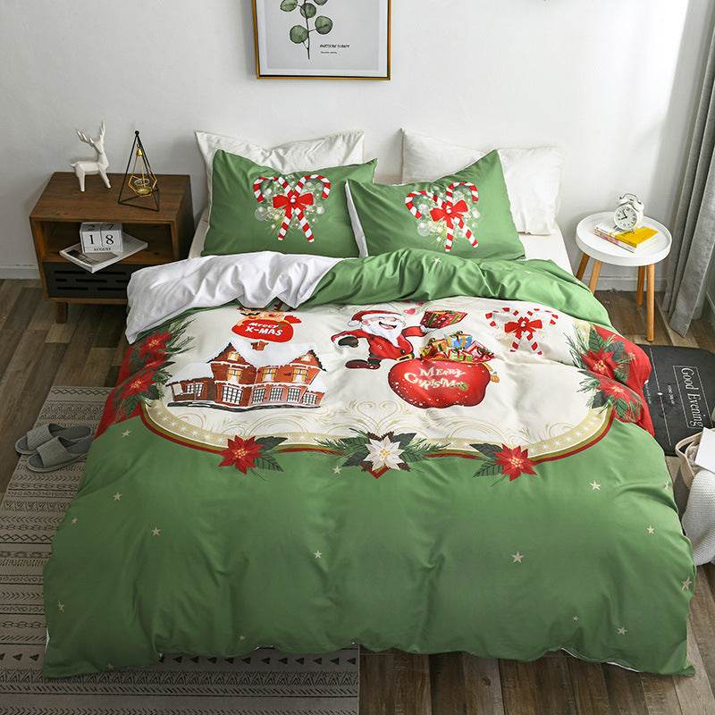 Happy Santa Claus Happy Gift 3D Digital Bed Set Of Three - Mubimart