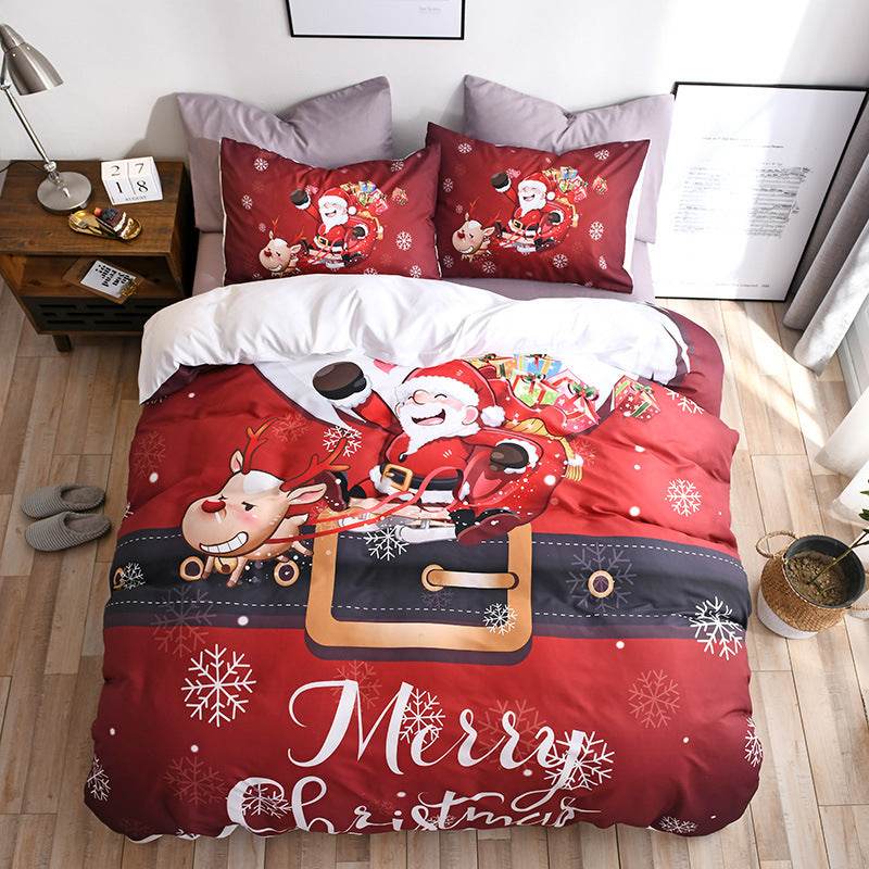 Happy Santa Claus Happy Gift 3D Digital Bed Set Of Three - Mubimart