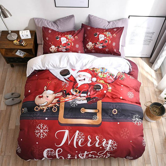 Happy Santa Claus Happy Gift 3D Digital Bed Set Of Three - Mubimart