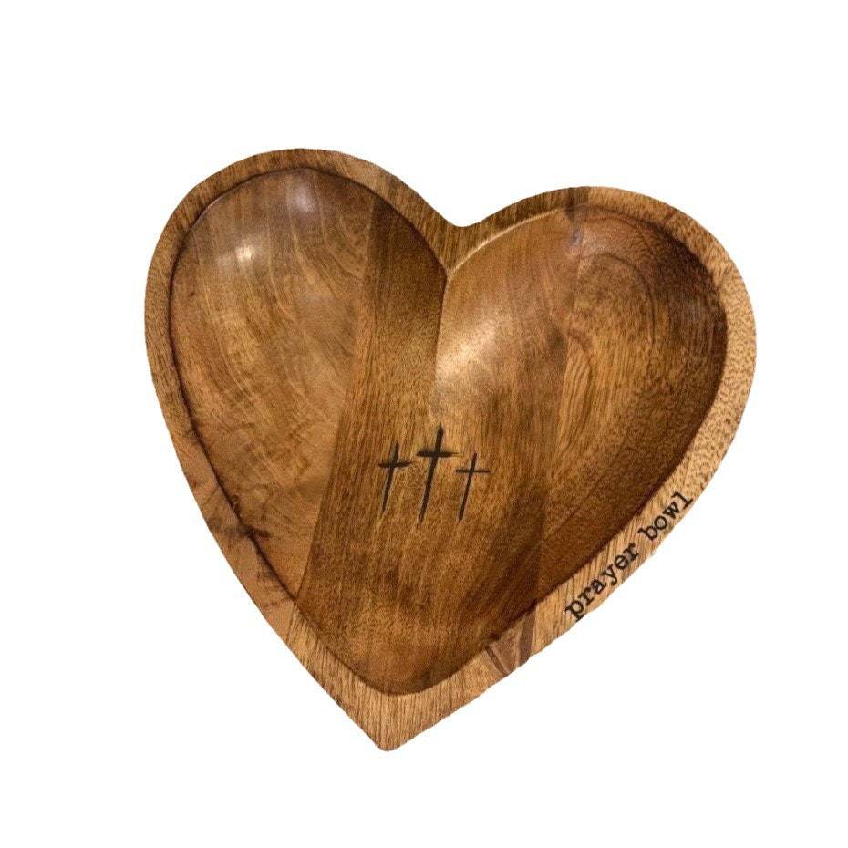 Heart Prayer Bowl Gift Wooden - Mubimart