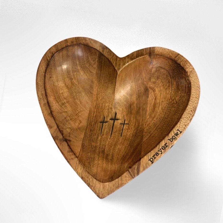 Heart Prayer Bowl Gift Wooden - Mubimart -  