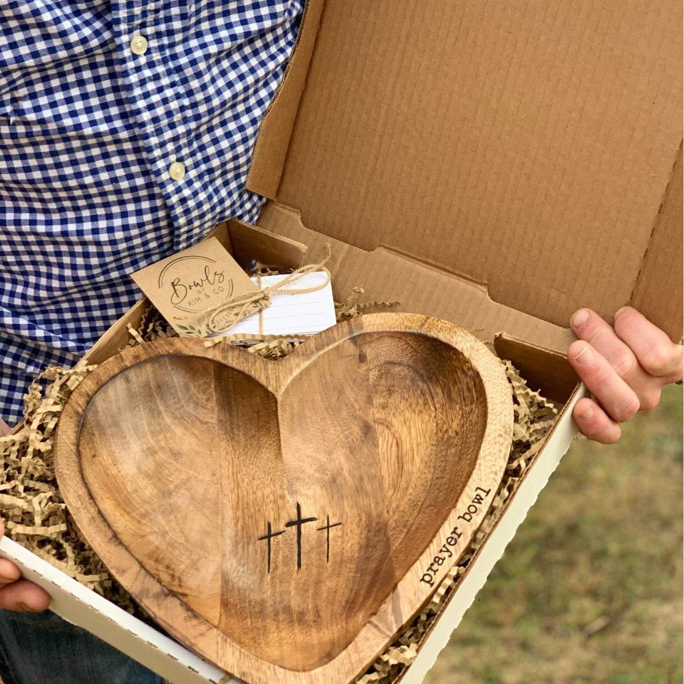 Heart Prayer Bowl Gift Wooden - Mubimart