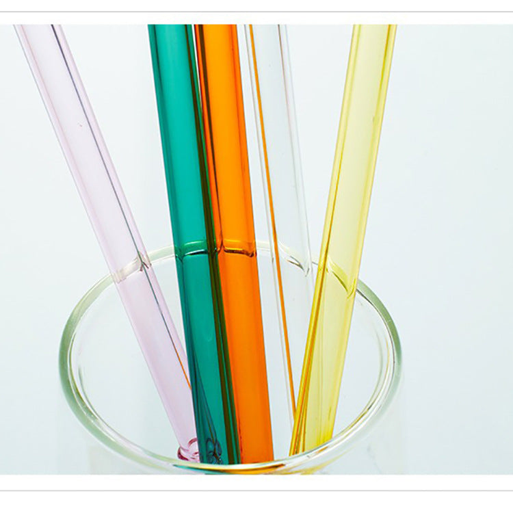 Heat-Resistant Xingke Glass Straws Creative Color High Borosilicate Drop Resistant And Durable Art Straws Juice Milk Tea Milk Bar - Mubimart -  