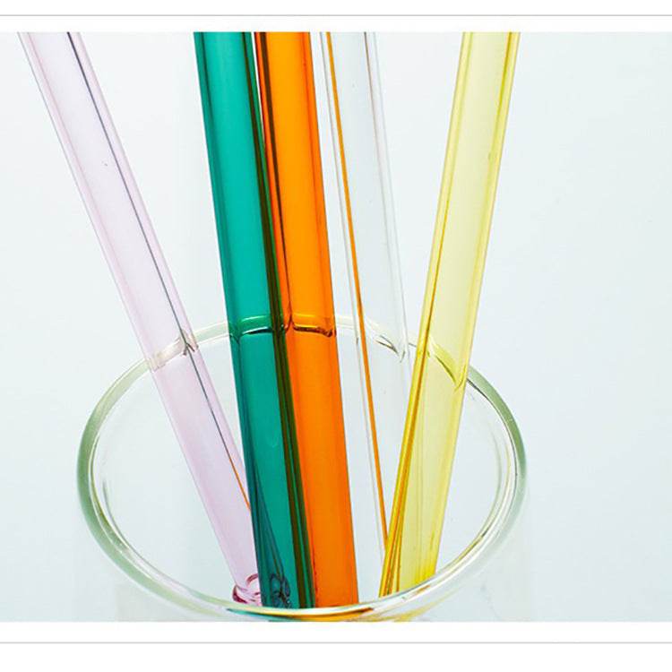 Heat-Resistant Xingke Glass Straws Creative Color High Borosilicate Drop Resistant And Durable Art Straws Juice Milk Tea Milk Bar - Mubimart