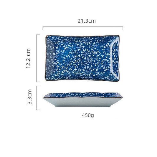 Hekou Sushi Plate Rectangle Plate Ceramic Creative Household Fish Plate Long Plate Irregular Plate - Mubimart