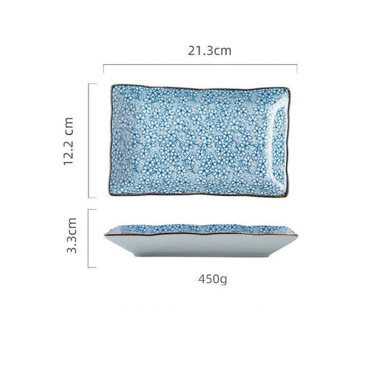 Hekou Sushi Plate Rectangle Plate Ceramic Creative Household Fish Plate Long Plate Irregular Plate - Mubimart