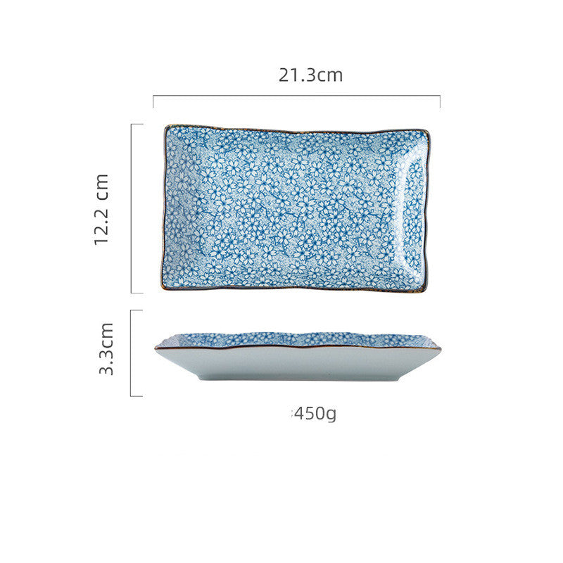 Hekou Sushi Plate Rectangle Plate Ceramic Creative Household Fish Plate Long Plate Irregular Plate - Mubimart - Plates 