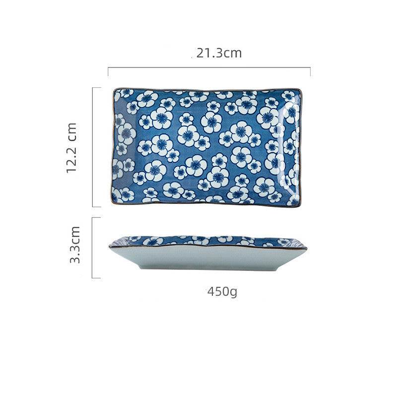 Hekou Sushi Plate Rectangle Plate Ceramic Creative Household Fish Plate Long Plate Irregular Plate - Mubimart