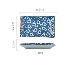 Hekou Sushi Plate Rectangle Plate Ceramic Creative Household Fish Plate Long Plate Irregular Plate - Mubimart -  