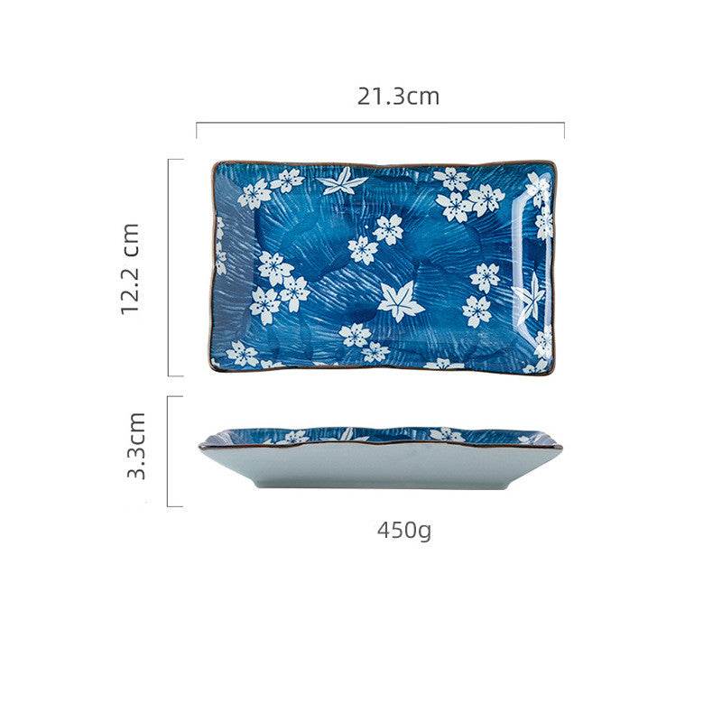 Hekou Sushi Plate Rectangle Plate Ceramic Creative Household Fish Plate Long Plate Irregular Plate - Mubimart