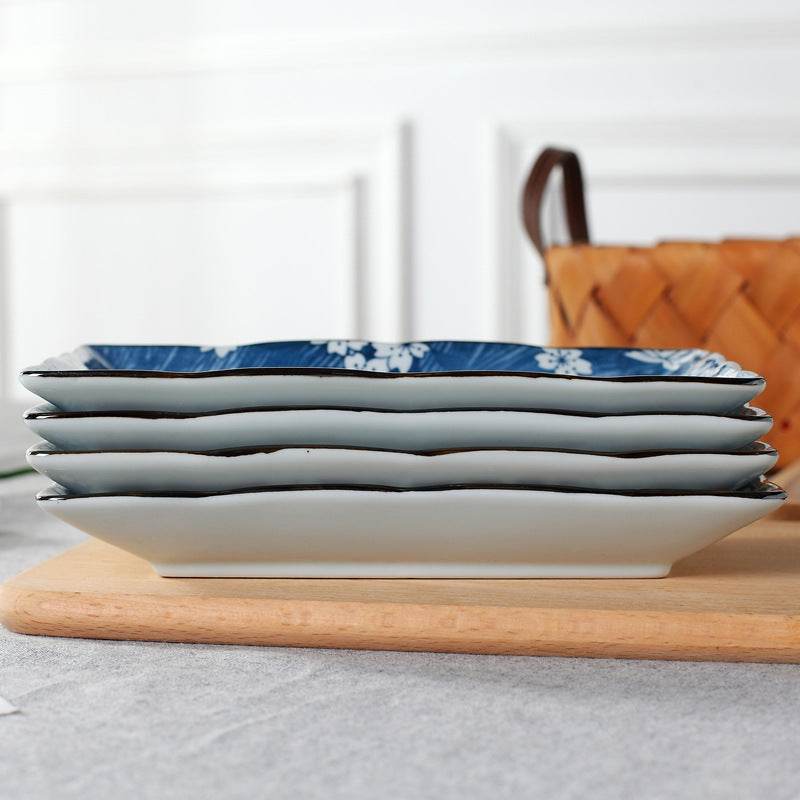 Hekou Sushi Plate Rectangle Plate Ceramic Creative Household Fish Plate Long Plate Irregular Plate - Mubimart