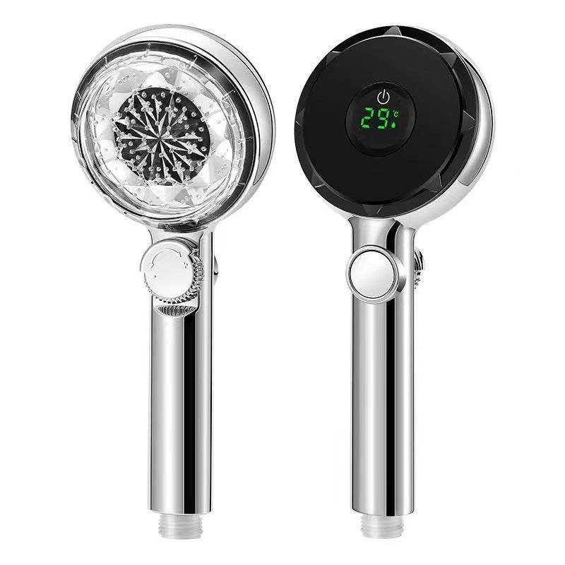 High Pressure Shower Head Temperature DigitDisplay Water Saving Adjustable Handheld - Mubimart