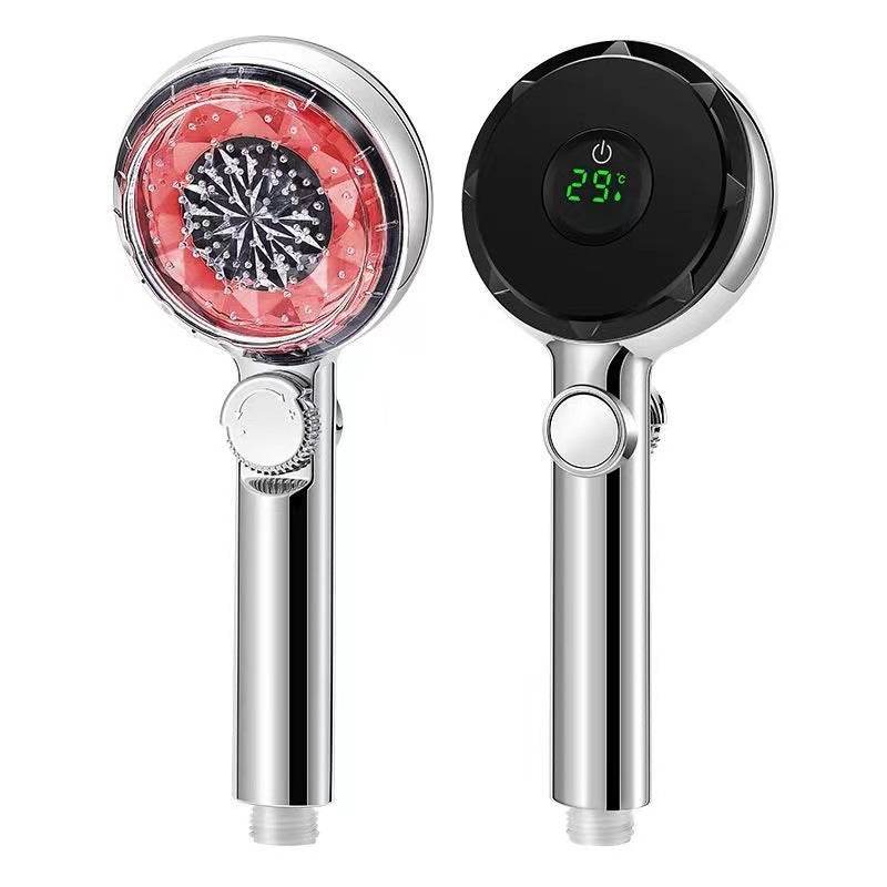 High Pressure Shower Head Temperature DigitDisplay Water Saving Adjustable Handheld - Mubimart