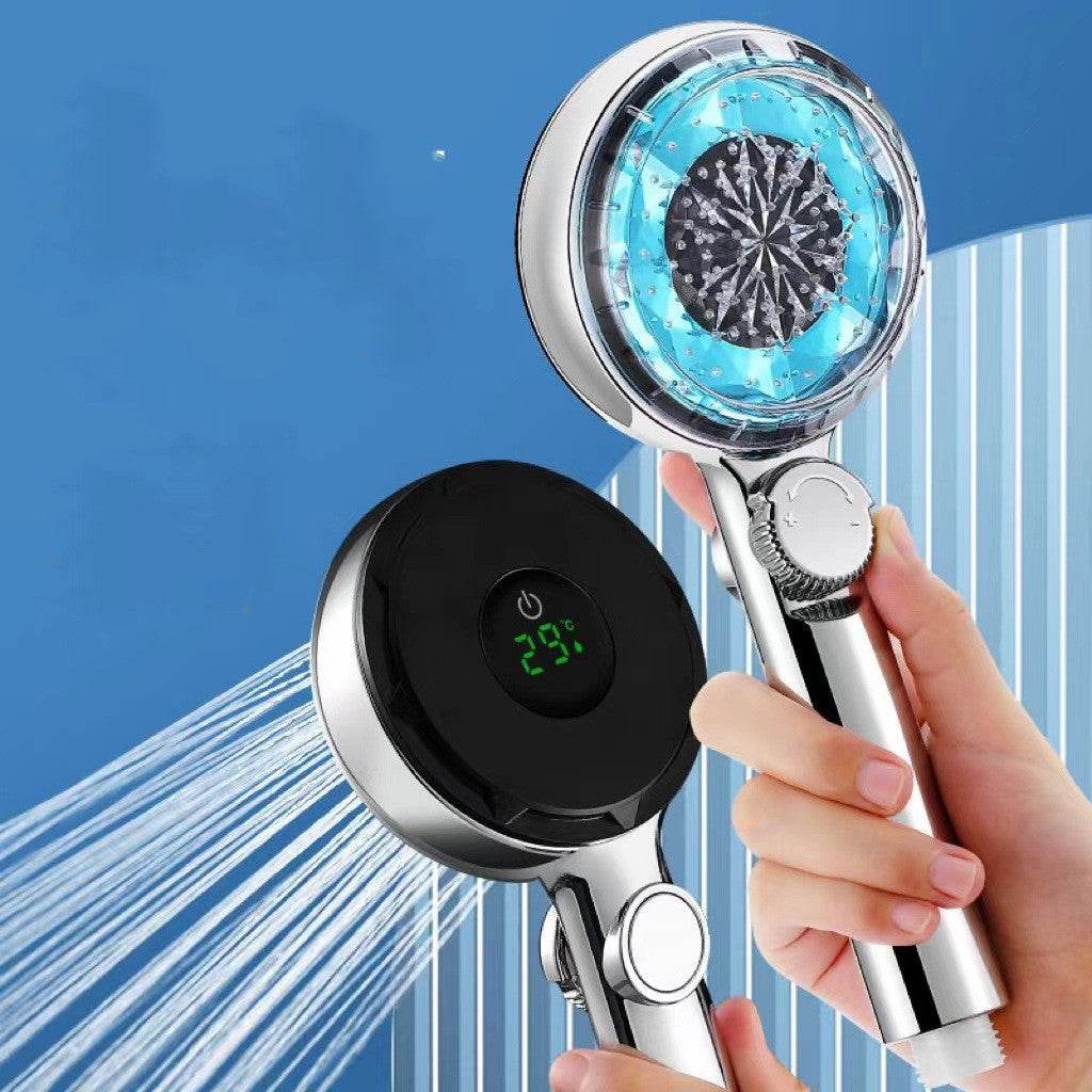High Pressure Shower Head Temperature DigitDisplay Water Saving Adjustable Handheld - Mubimart